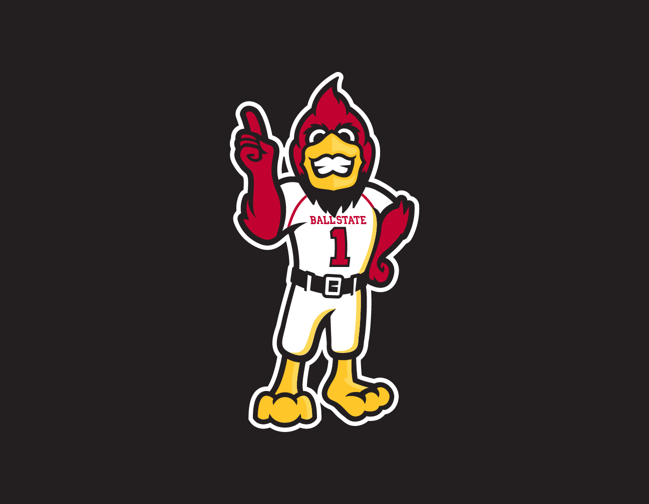Charlie Cardinal mascot, color on dark variant, cell 39