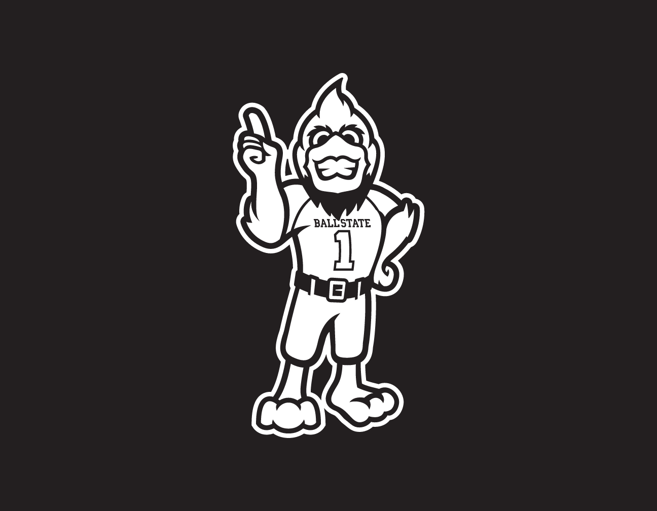 Charlie Cardinal mascot, white outline variant, cell 41