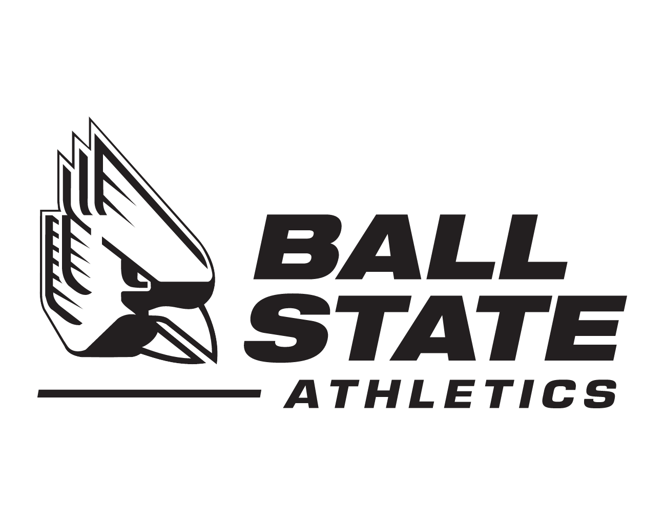 Ball State Athletics logo, black and white variant, cell 48