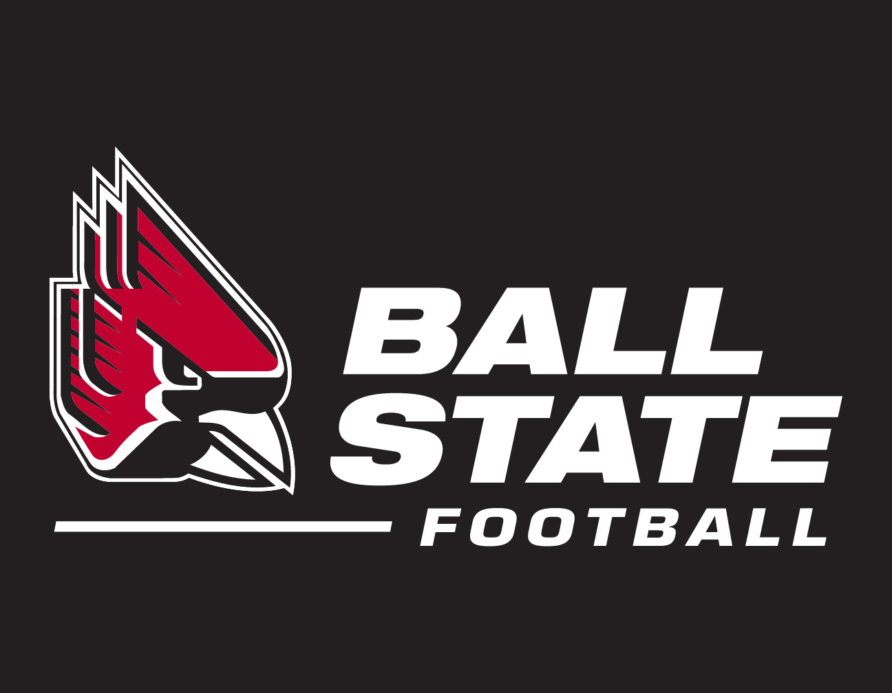 Ball State Football logo, color on dark variant, cell 51