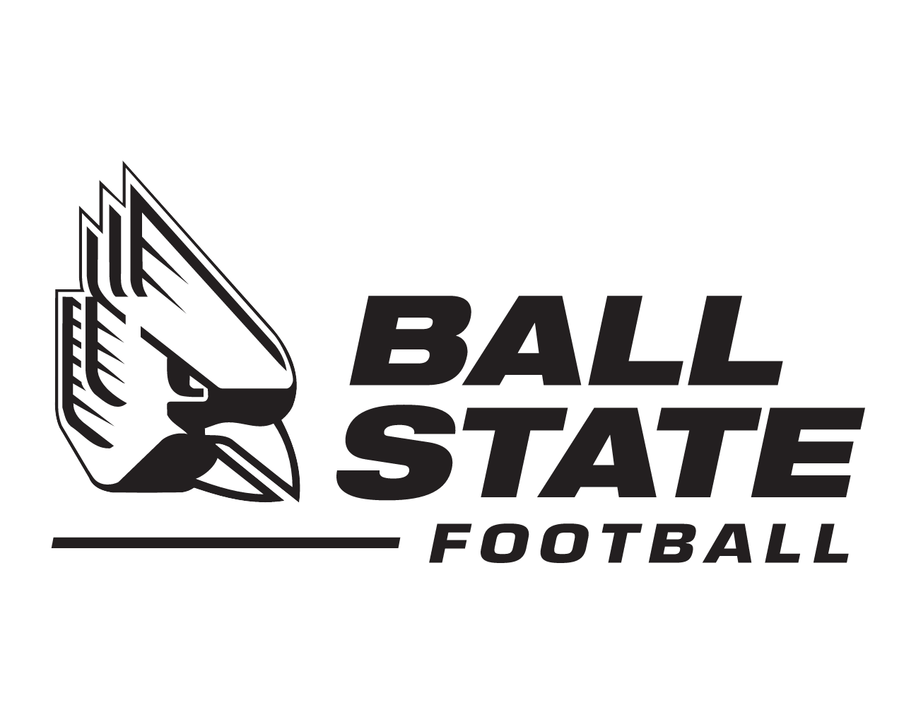 Ball State Football logo, black and white variant, cell 52