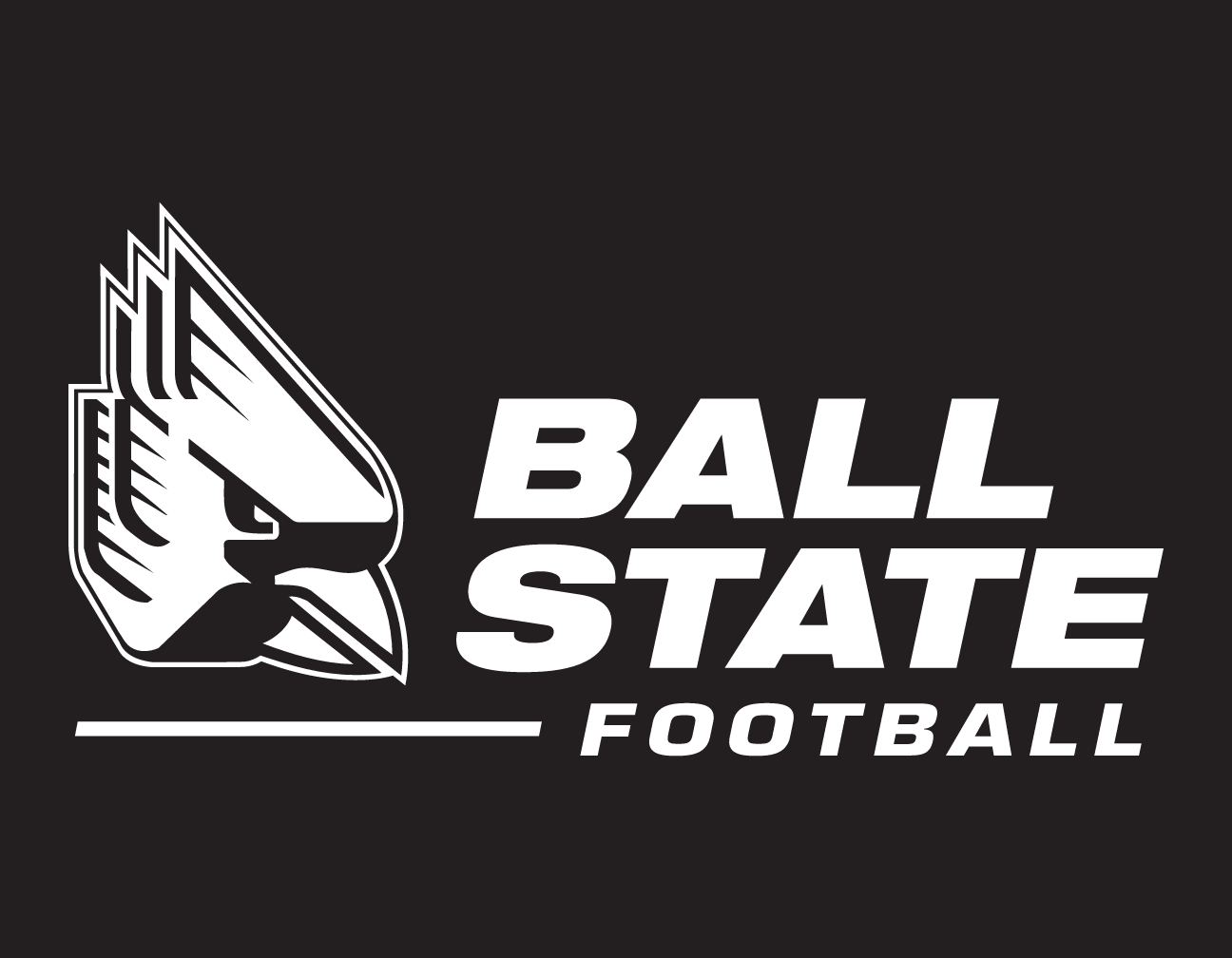 Ball State Football logo, white outline variant, cell 53
