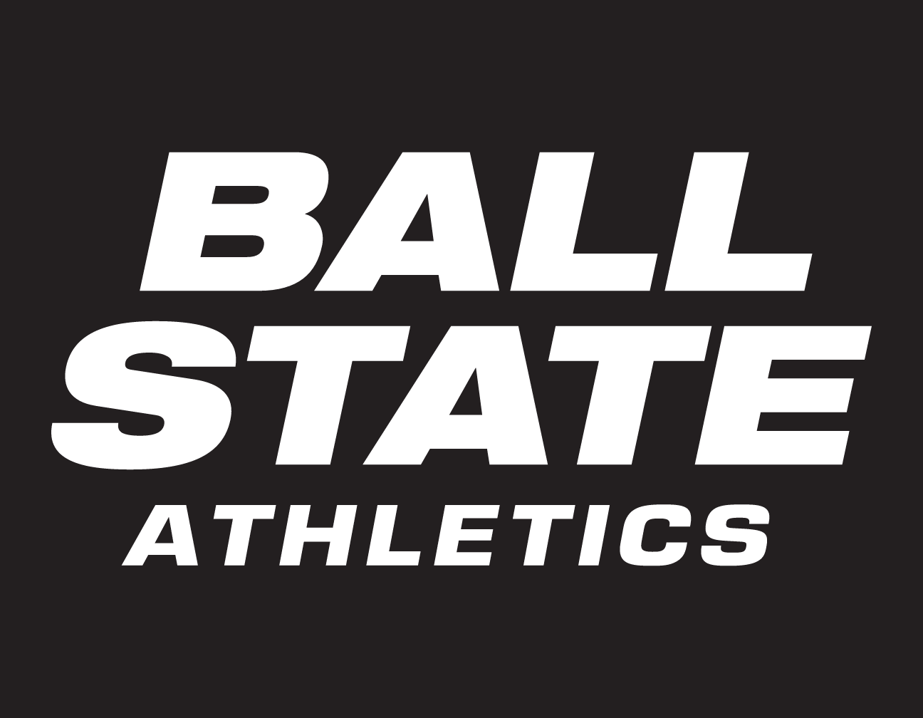 Ball State Athletics wordmark, white variant, cell 56