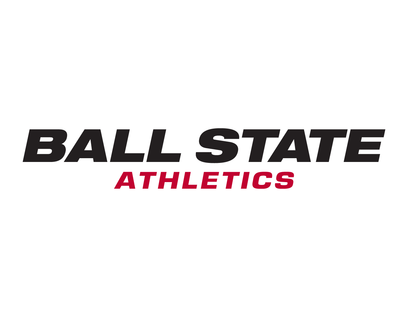Ball State Athletics horizontal wordmark, color variant, cell 60
