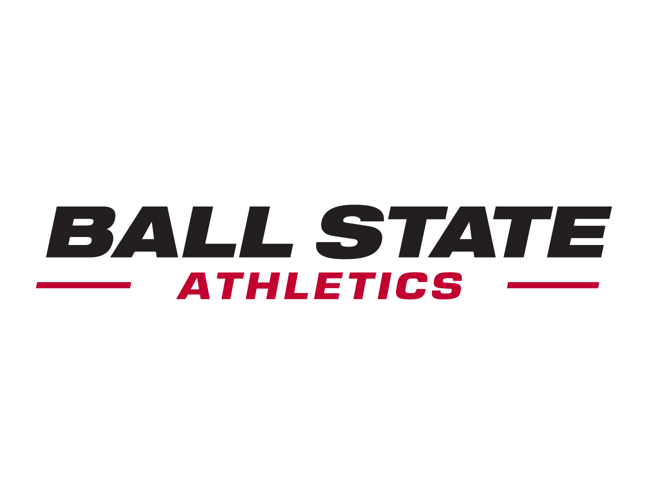 Ball State Athletics horizontal wordmark, color variant, cell 66