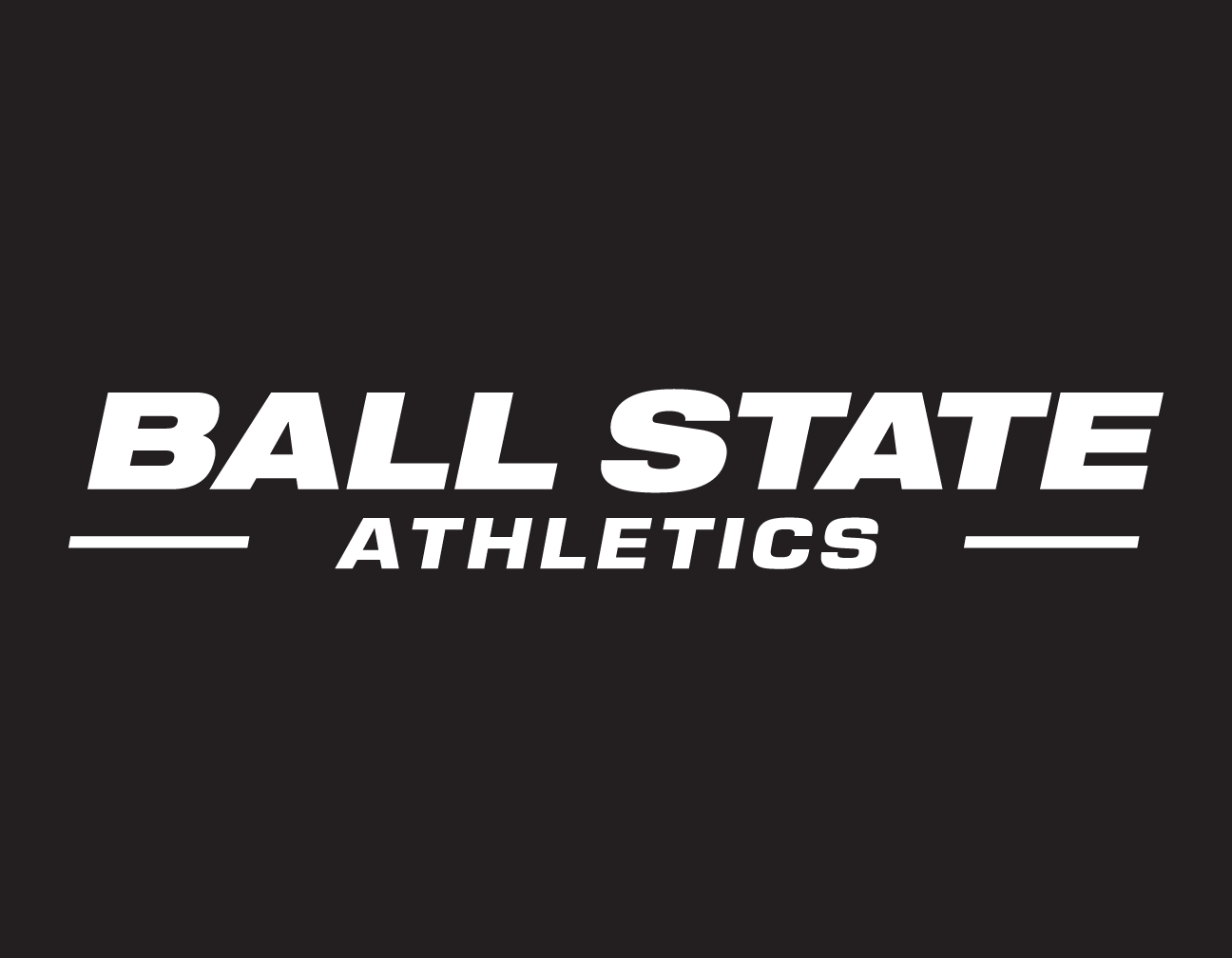 Ball State Athletics horizontal wordmark, white variant, cell 68