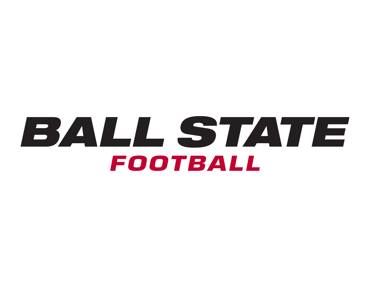 Ball State Football horizontal wordmark, color variant, cell 63