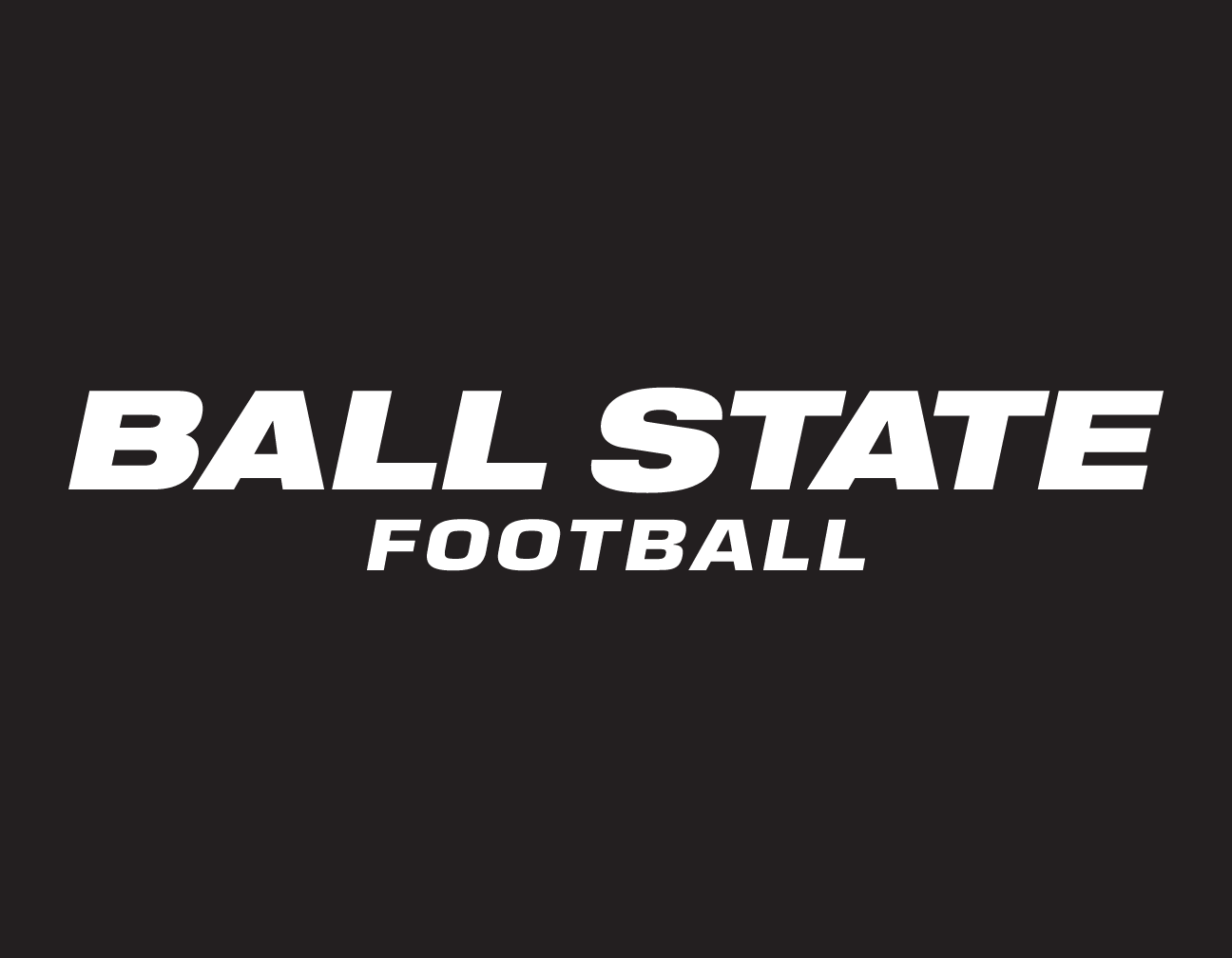 Ball State Football horizontal wordmark, white variant, cell 65