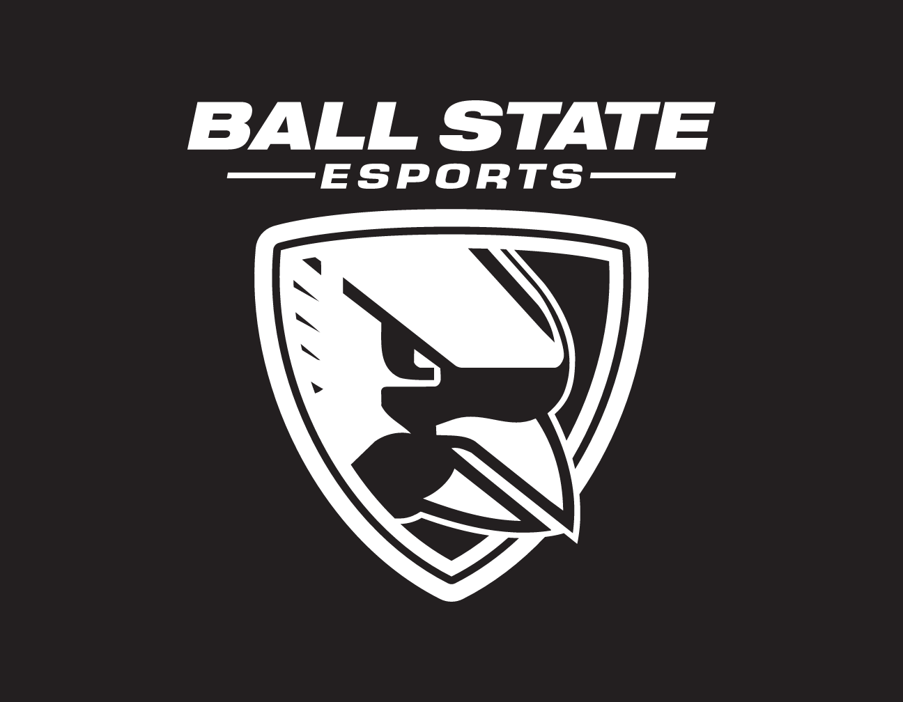 Ball State Esports logo, black and white variant, cell 71