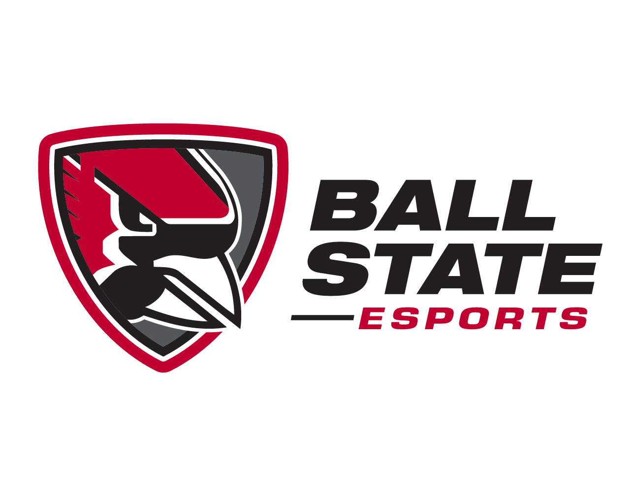 Ball State Esports horizontal logo, color variant, cell 72