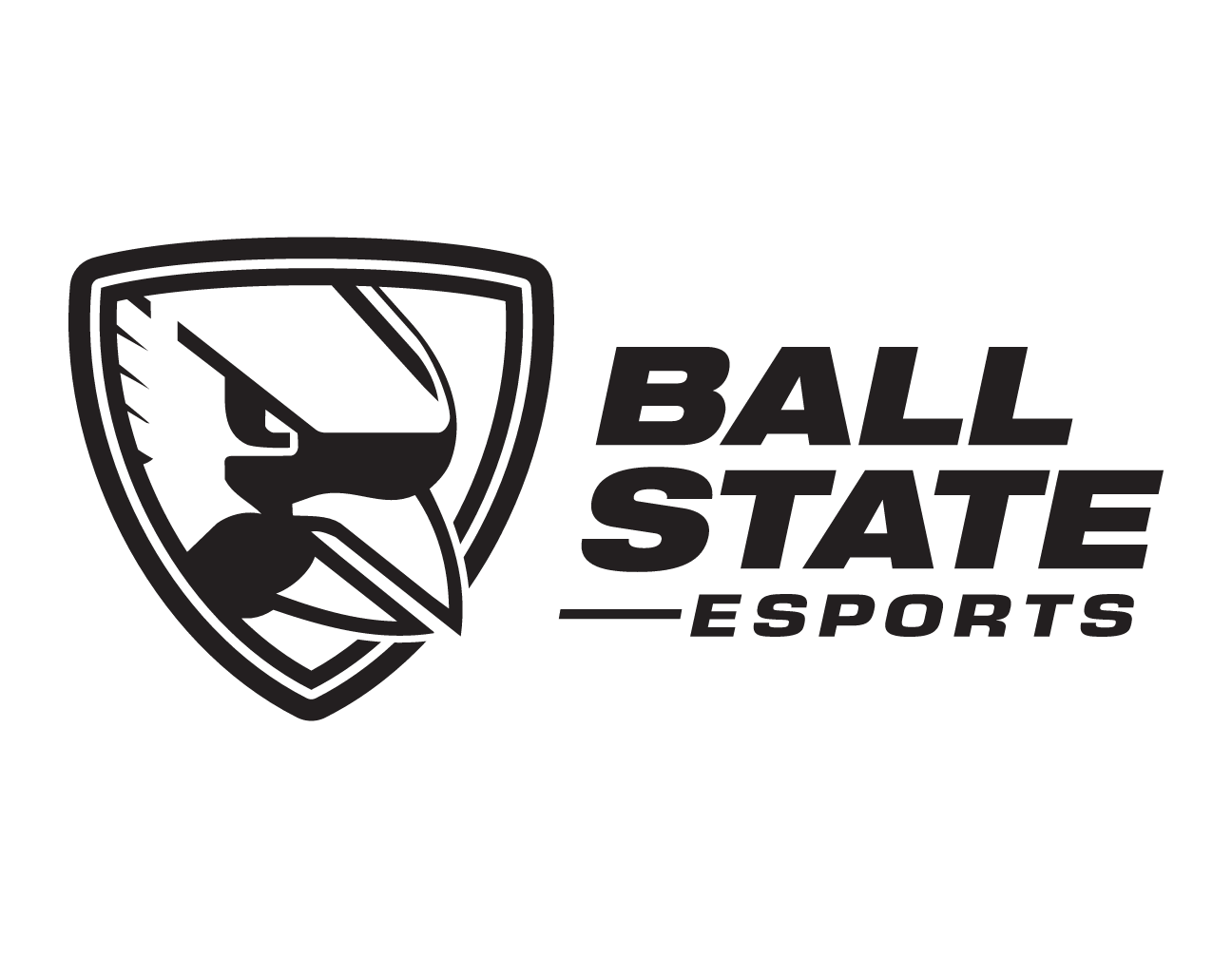 Ball State Esports horizontal logo, black and white variant, cell 73