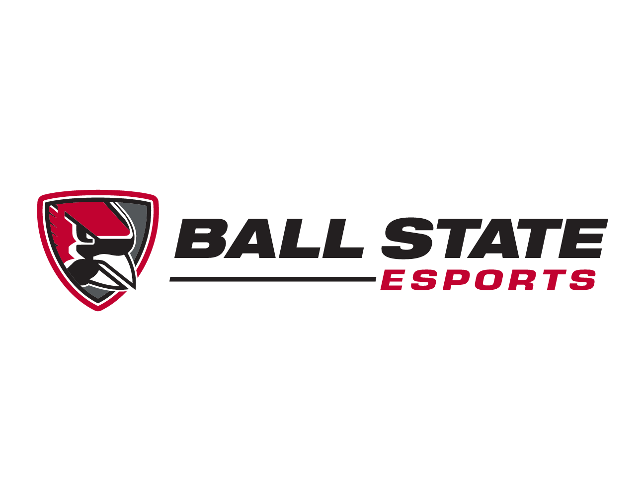 Ball State Esports horizontal logo, color variant, cell 74