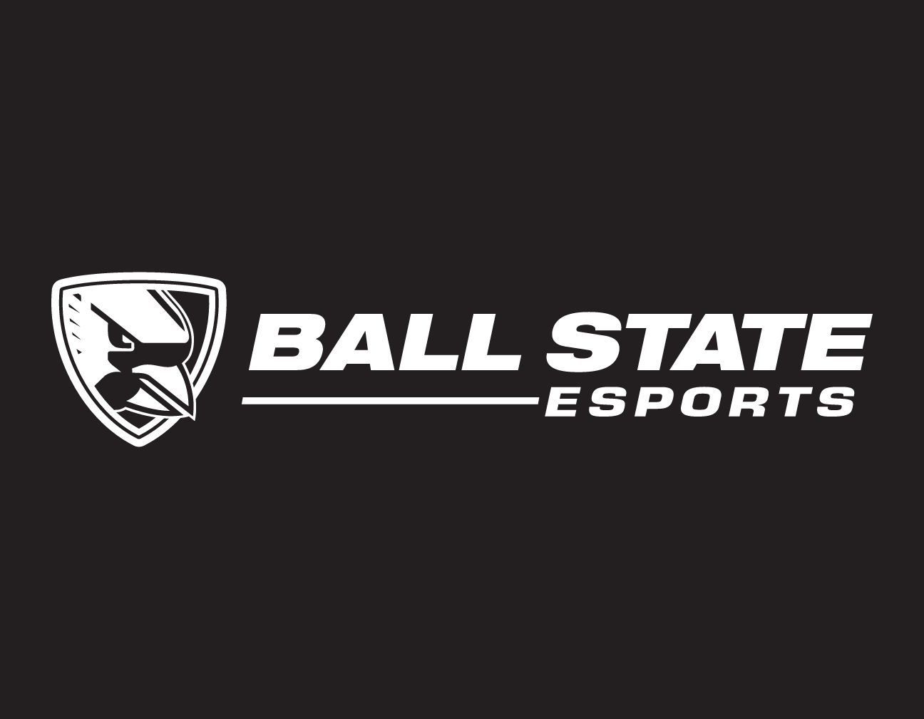 Ball State Esports horizontal logo, white outline variant, cell 76