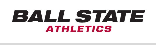 Ball State Athletics horizontal wordmark, color variant, cell 60