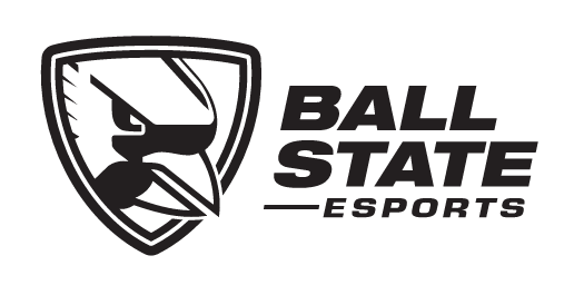 Ball State Esports horizontal logo, black and white variant, cell 73