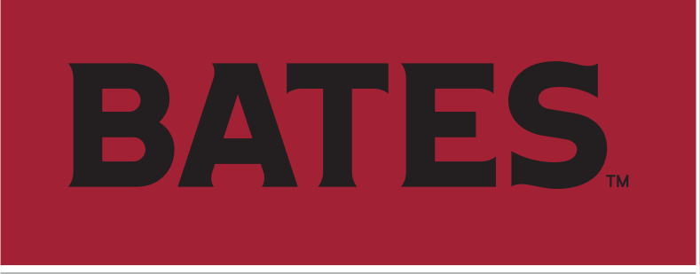 BATES wordmark, black on maroon variant, cell 137