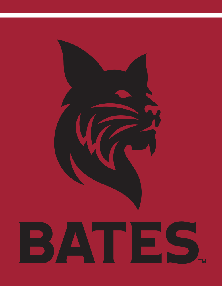 Bobcat head with Bates wordmark, Black on Garnet variant, cell 11