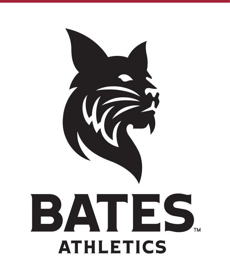 bobcat head with BATES ATHLETICS wordmark, black on white variant, cell 86