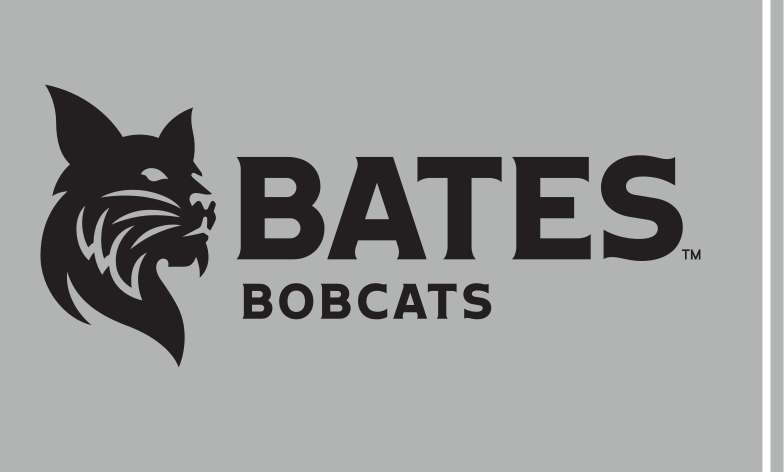 Bobcat head with BATES BOBCATS wordmark, black on grey variant, cell 83