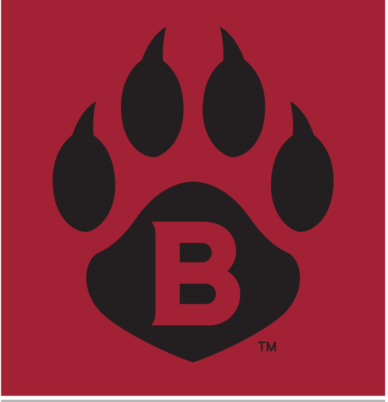 paw print with B, black on maroon variant, cell 125