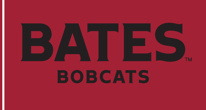 BATES BOBCATS stacked wordmark, black on maroon variant, cell 185