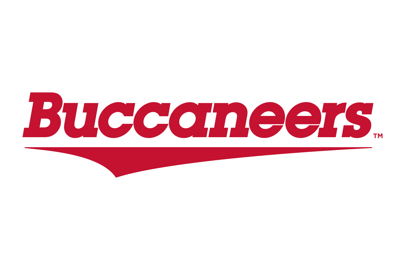 Buccaneers wordmark, red with white outline variant, cell 16