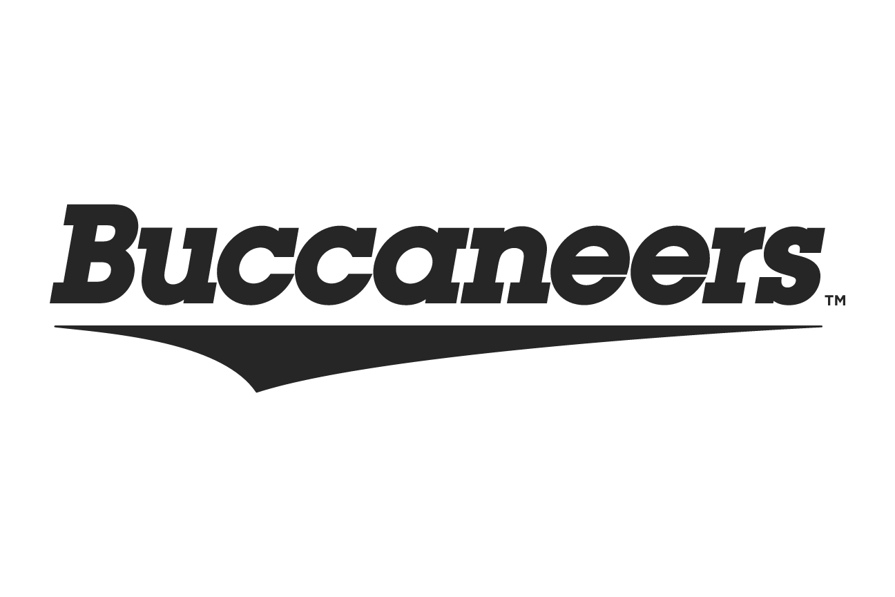 Buccaneers wordmark, gray with black outline variant, cell 17