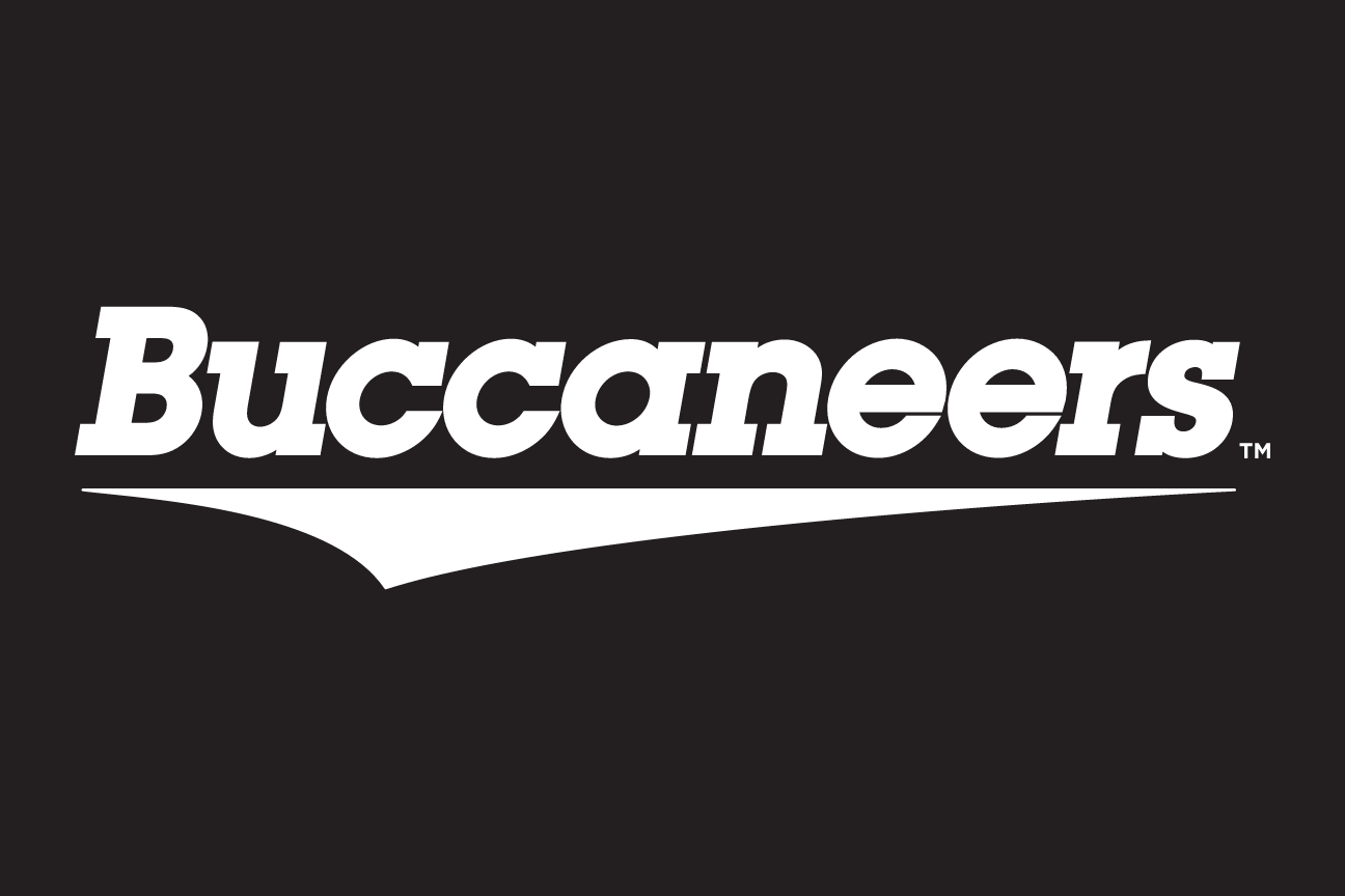 Buccaneers wordmark, white on black variant, cell 18