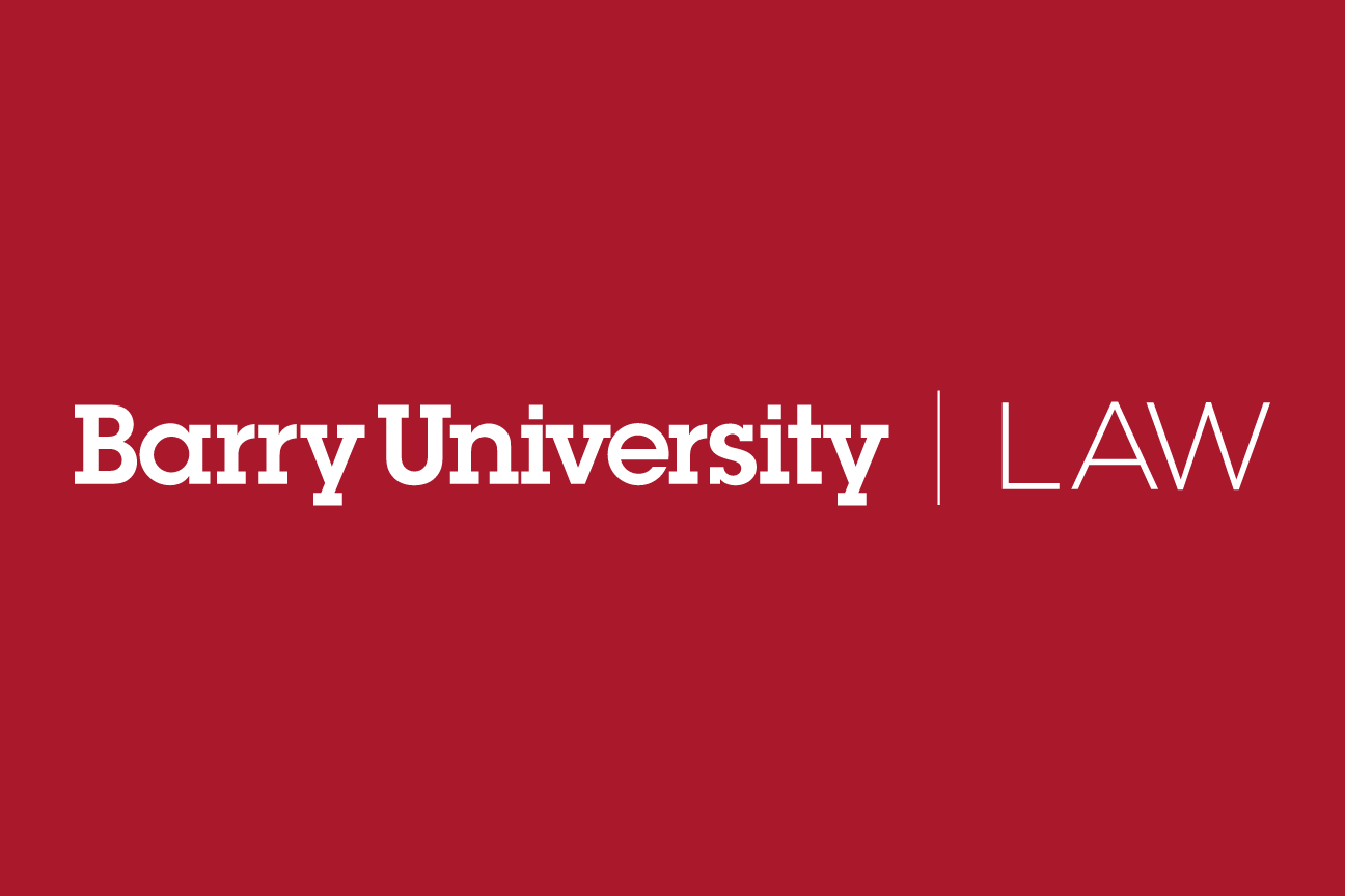 Law School wordmark, white on red background variant, cell 39