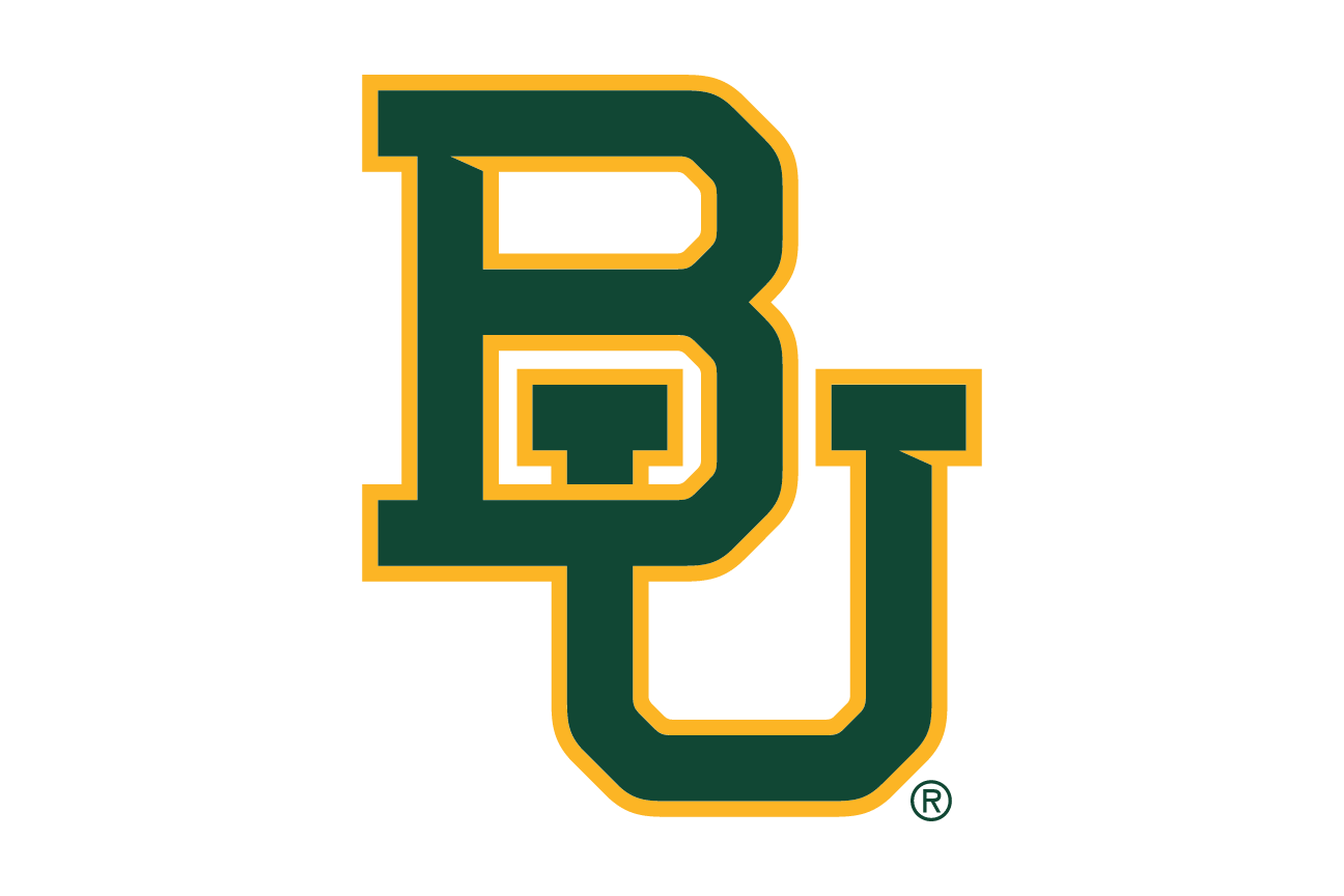 interlocking BU mark, two color green and gold on white variant, cell 17
