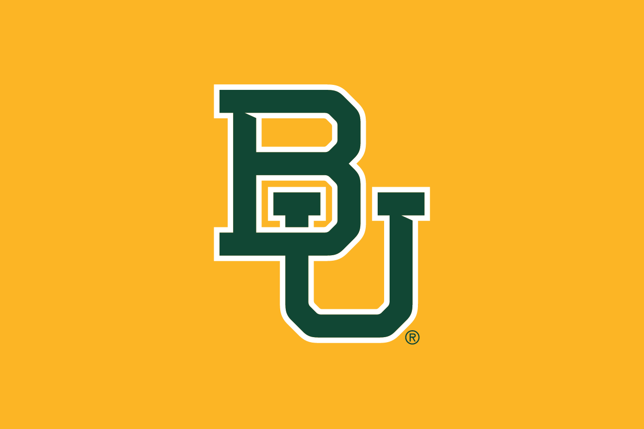 interlocking BU mark, two color green and gold on gold variant, cell 19