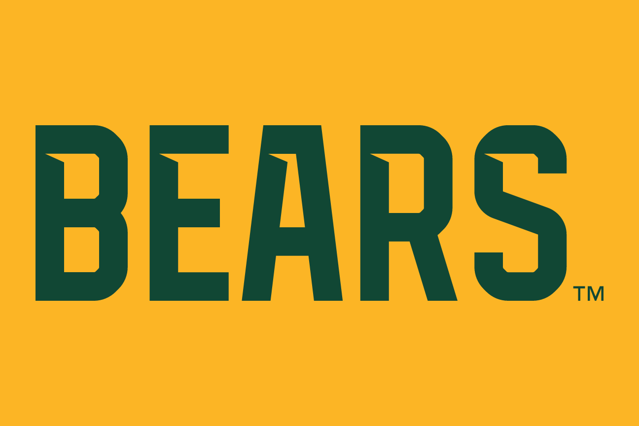 BEARS wordmark, one color green on gold variant, cell 11