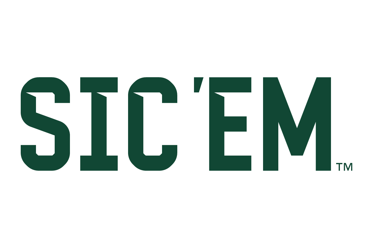 SIC'EM wordmark, one color green on white variant, cell 13