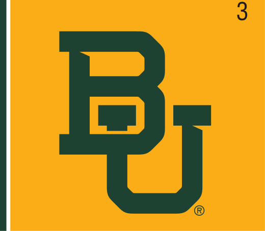 interlocking BU mark, one color green on gold variant, cell 3
