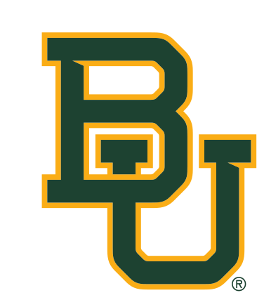 interlocking BU mark, two color green and gold on white variant, cell 17