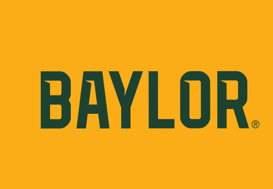 BAYLOR wordmark, one color green on gold variant, cell 7