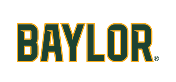 BAYLOR wordmark, two color green and gold on white variant, cell 21