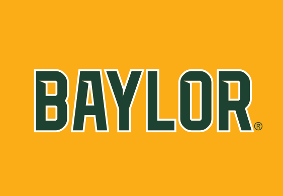 BAYLOR wordmark, two color green and gold on gold variant, cell 23