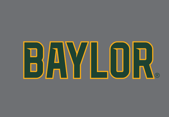 BAYLOR wordmark, two color green and gold on grey variant, cell 24