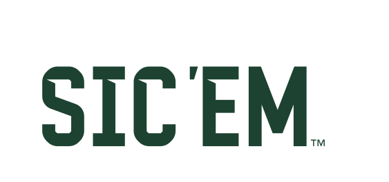 SIC'EM wordmark, one color green on white variant, cell 13