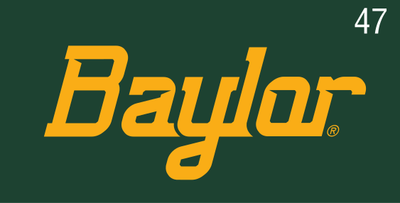 Baylor script, gold on dark green variant, cell 47