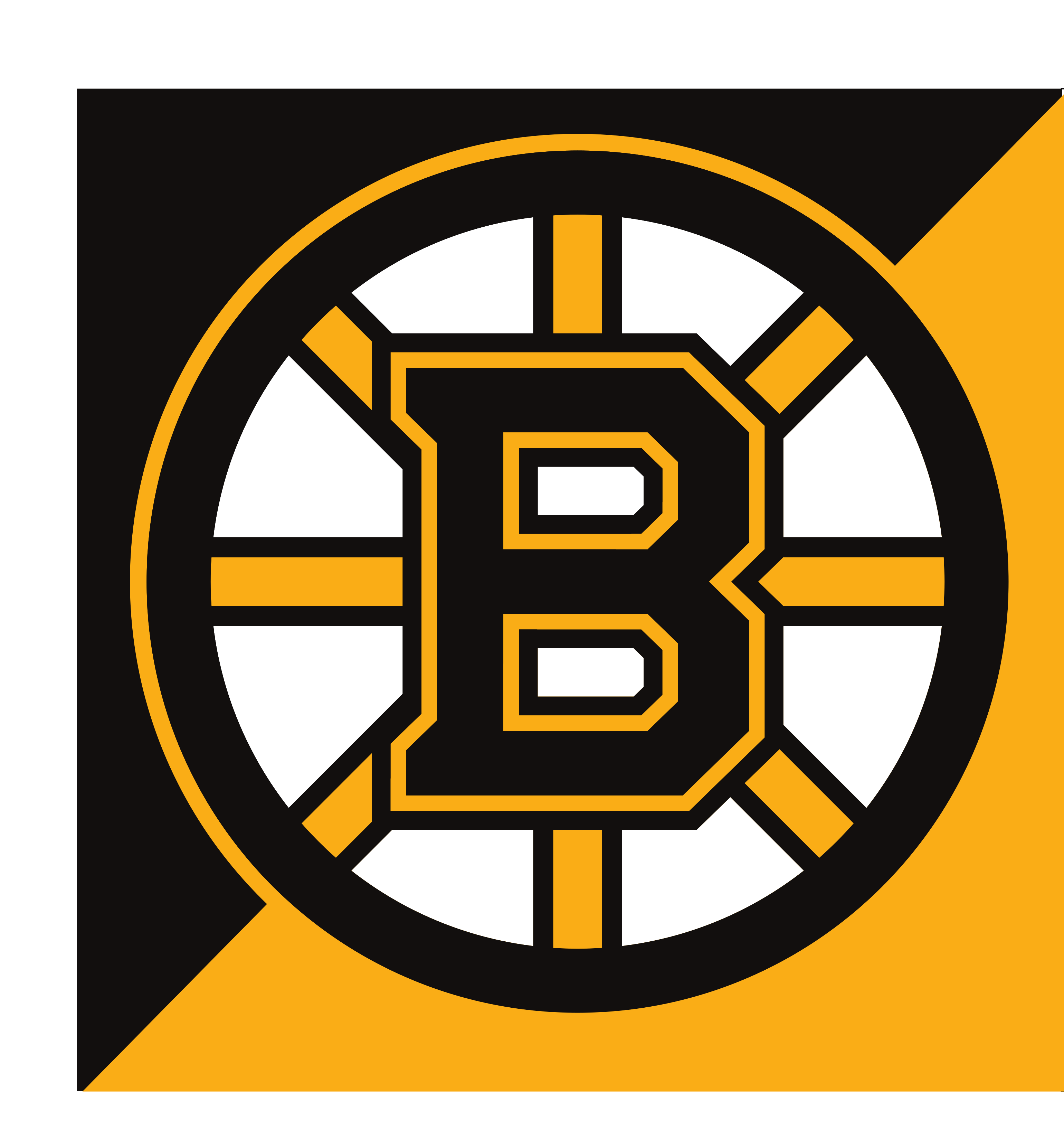 Boston Bruins primary logo, print version without R, black and yellow background variant
