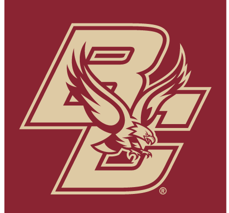 BC with eagle primary logo, outline gold on maroon background variant, cell 101