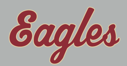 EAGLES block wordmark, maroon on gold variant, cell 104