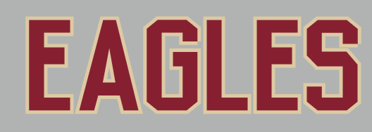 EAGLES block wordmark, maroon/gold on gray variant, cell 104