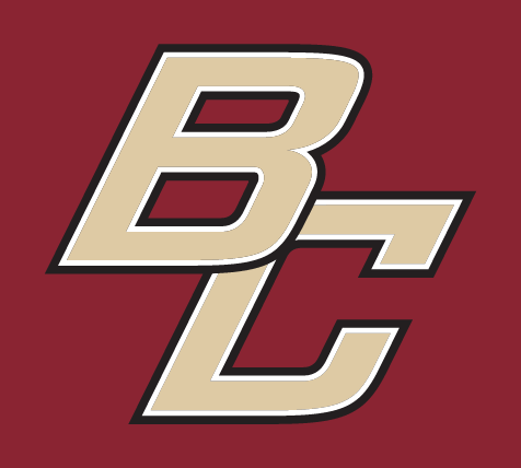 BC Softball Baseball lettermark, white/gold outline on maroon variant, cell 106