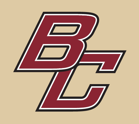 BC Softball Baseball lettermark, maroon/white outline on gold variant, cell 106