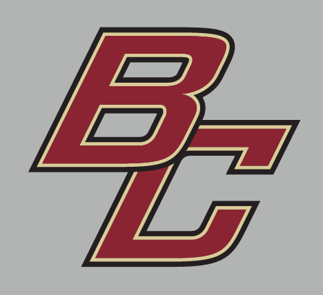 BC Softball Baseball lettermark, maroon/white outline on grey variant, cell 106