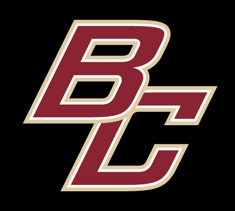 BC Softball Baseball lettermark, gold/maroon outline on black variant, cell 106