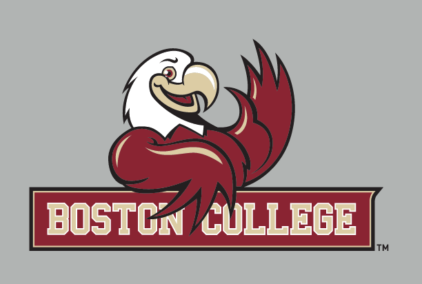 Boston College Youth logo, maroon/white outline on grey variant, cell 108